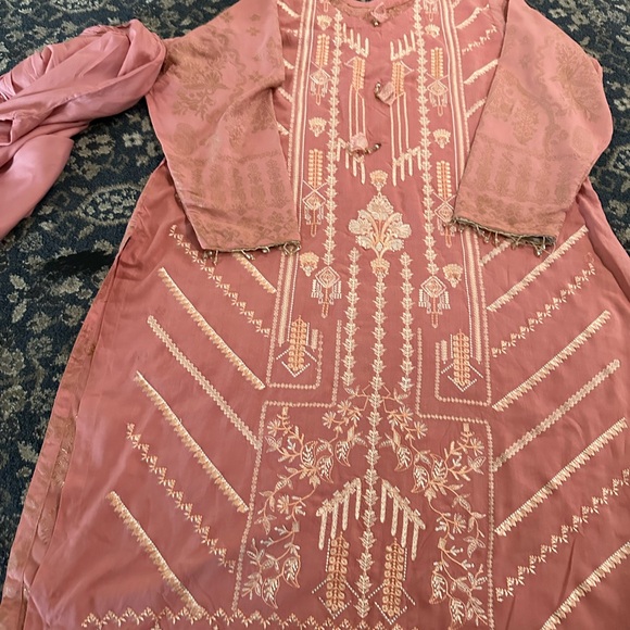 New 2 piece linen winter Pakistani embroidered dress salwar kameez - Picture 3 of 7